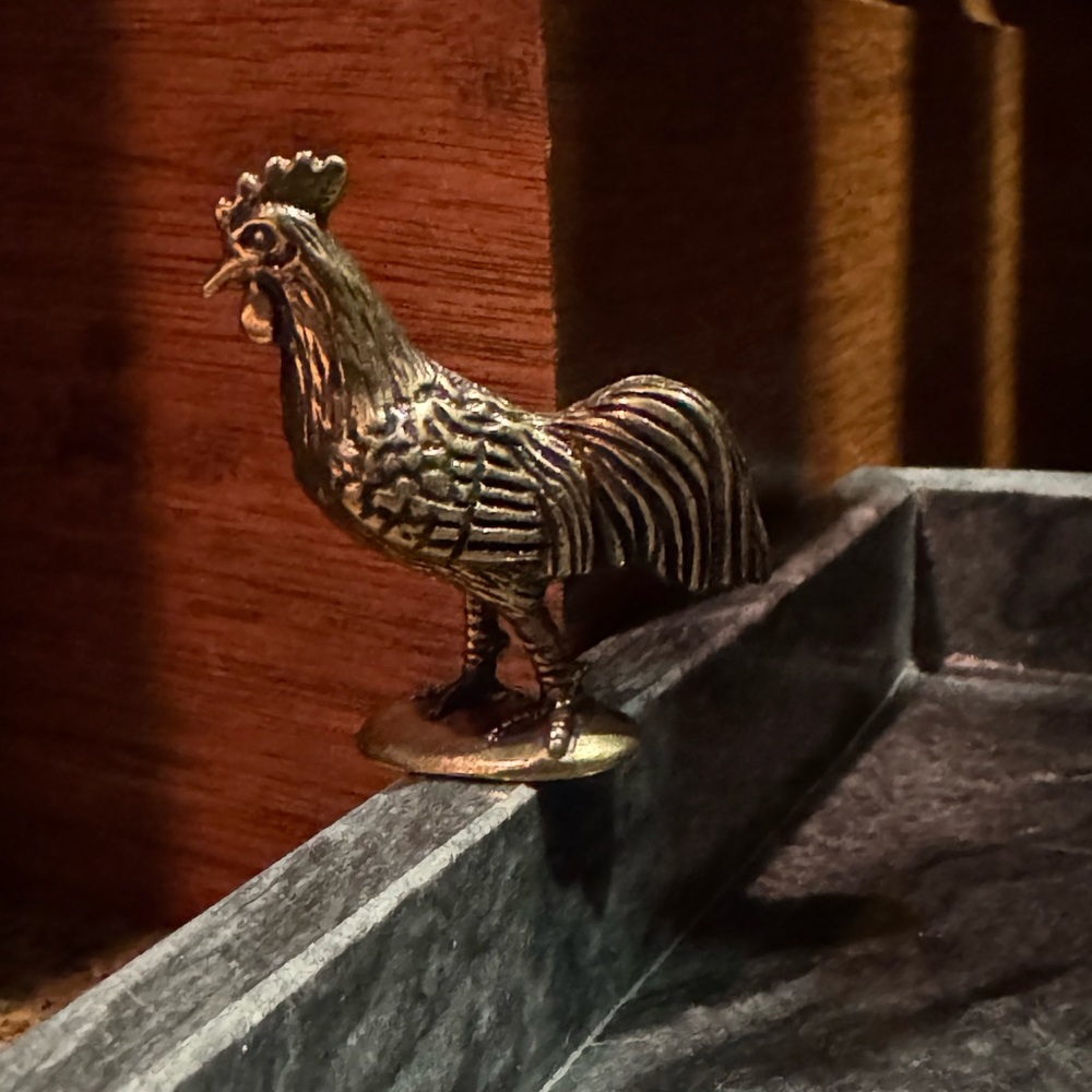 Solid Brass Standing Rooster Vintage-style Sculpture Desk Decor - Picture 9 of 12